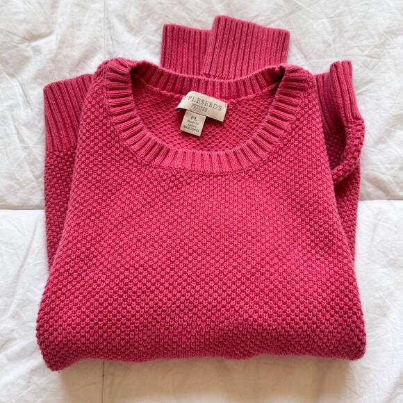 Appleseed's Sweaters - appleseeds Soft pink chunky knit sweater sz PL cotton comfy cottagecore cabin